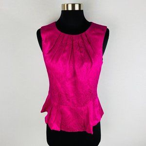 Trina Turk Silk Satiny Pink Peplum Hem Paisley Print Women's Top Blouse 2